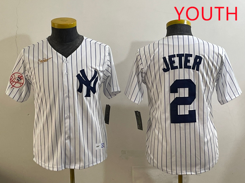Youth New York Yankees #2 Jeter White 2025 Nike MLB jersey style 2